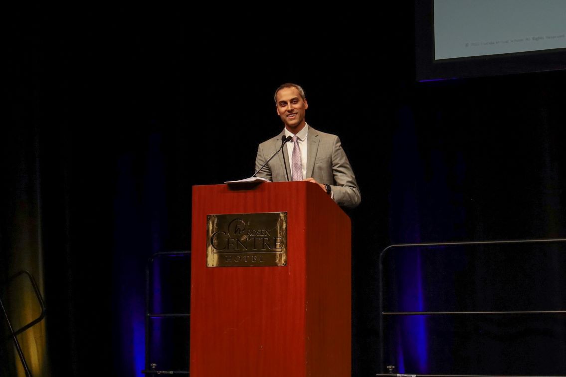 Florida Virtual School COO Sam Verghese receives the 2024 Florida Chamber Chair’s Recipient Award at the 2024 Future of Florida Forum and Florida Chamber Annual Meeting on Oct. 22.